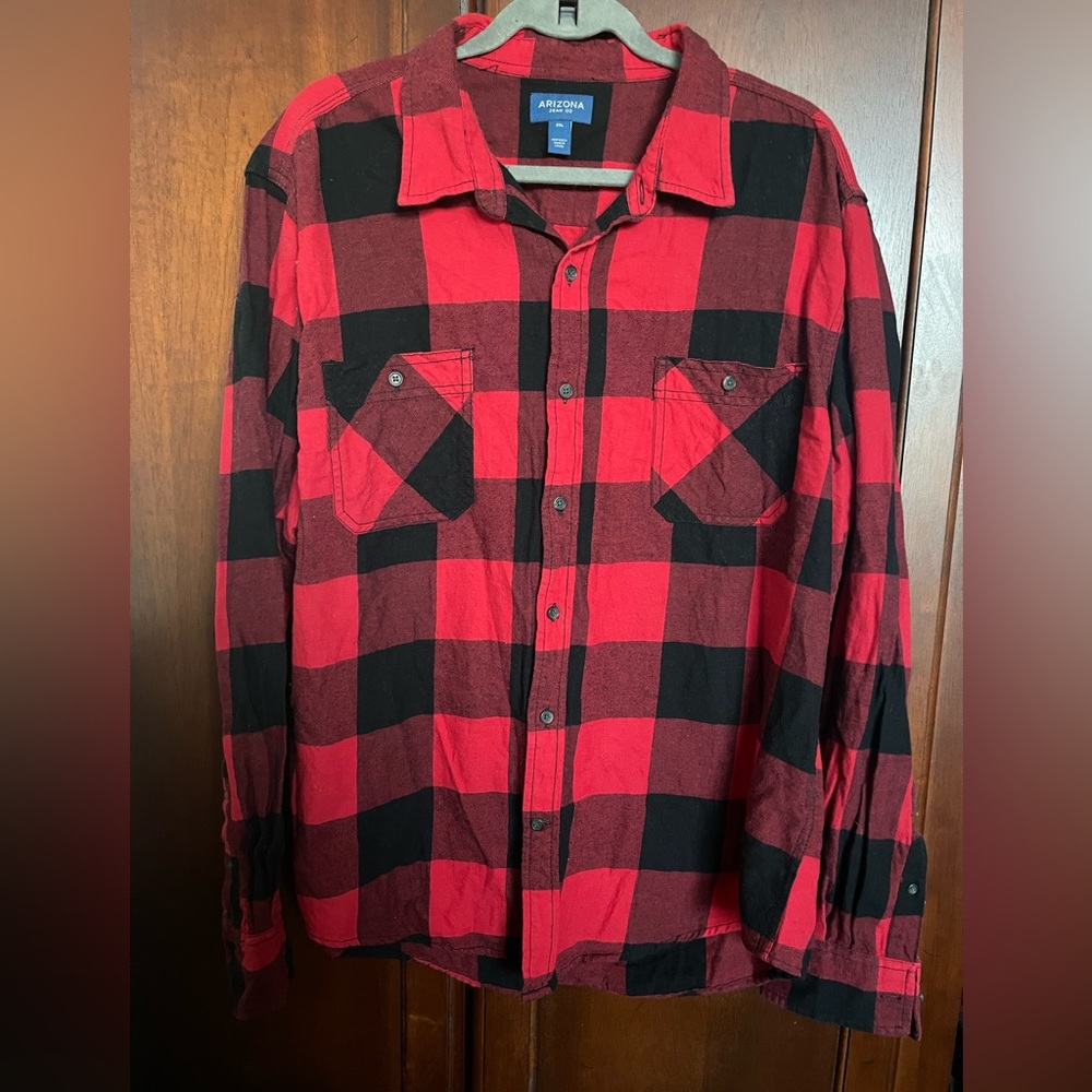 Men’s Buffalo Plaid Button Down Shirt XXL